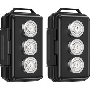 Upgraded Magnetic Key Holder for Car With Faraday Bag and Zone for Tracker - 2 Pcs Hide-a-Key Outside Waterproof Magnetic Storage Box