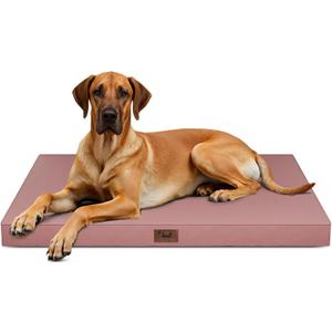 Outdoor Extra Large Dog Bed, Jumbo Waterproof Dog Bed for Large Dogs, Orthopedic Egg Crate Foam Pet Mat with Removable Oxford Cooling Cover, Pink