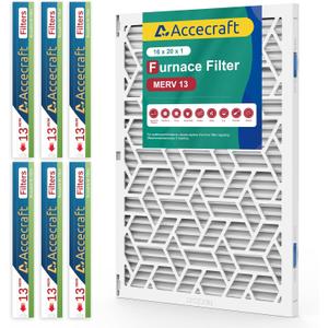 16x20x1 Air Filter MERV 13, Advanced Dust Defense,Cost-effective,1 Reusable ABS Frame + 6 Pack Replaceable, Quality Furnace Filter Media for AC & Furnace Applications1 Frame+6 Filter