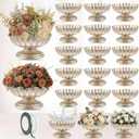 20 Pcs Metal Compote Bowl for Centerpiece Flower Holder Small Compote Vase Decorative Indoor Outdoor Flowers Fruits Plant for Valentine's Day Wedding Home Party Decoration (Silver)