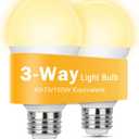 3 Way Light Bulbs 40 70 100W Equivalent, LED Dimmable A19 Three Way Light Bulbs Soft White 3000K, E26 Medium Base, 4/8/12W Energy Saving 3 Way Bulb for Floor Lamp Desk Lamp Table Lamp Reading, 2-Pack