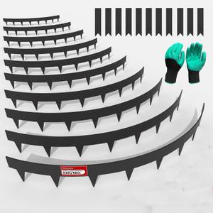 33ft. Galvanized Steel Landscape Edging (10-Pack)  40" Metal Edging for Landscaping with 11 Stakes, Hammer-in Metal Landscaping Edging for Yard Pathway & Flower Beds  Lawn Edge for Garden Design (Black)