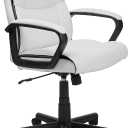 Amazon Basics Office Task Chair with Adjustable Height, 360 Swivel, Padded Armrests, Mid-Back, 275 Pound Capacity, BIFMA Certified, 24.2"D x 24"W x 38.6"H, White Faux Leather