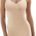 SHAPERX Shapewear Dress for Women Tummy Control Full Slip for Under Dresses Seamless Body Shaper (XX-Small-X-Small, Beige)