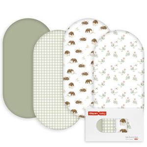 Gllquen Baby Bassinet Sheets 4 Pack, Breathable Cozy Fitted Mattress Sheet, Elastic Travel Crib Fashionable Pattern, Standard Cradle Safe Sheets for Baby Boys Girls 32"x16"(Forest Tale)