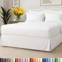 Pleated Bed Skirt Queen Size - 3 Sided Pleated Bed Skirt Queen - Ultra-Soft, Easy Fit with 15 Inch Tailored Drop - Hotel Quality, Wrinkle Free & Fade Resistant - For Women, Men, Kids and Teens - White