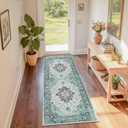 Area Rugs 2'x6' Runner Rug Non Slip Washable for Kitchen Hallway Bedroom Beside Laundry Room Bathroom Rug, Floor Carpet, Green Navy Blue White Red Teal Colorful