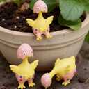 3Pcs Cute Hatching Chicks Resin Figurines, Mini Farm Animal Statues for Fairy Garden, Potted Plant Decor and Home Desktop Ornaments