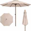 9FT Patio Umbrella, Outdoor Table Umbrella with Rope Pulley Lift, 3 Adjustable Heights, Market Umbrellas for Backyard, Pool and Deck, UPF50+
