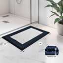 anllugs Bathroom Rugs 20" x 30", Non-Slip Extra Soft Absorbent Bath Rugs, Machine Washable Quick Dry Bath Mats for Bathroom Floor, Shower, Bathtub and Sink, Navy Blue & White