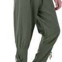 JEMITOP Men's Pure Cotton Vintage Ankle Banded Pants for Renaissance Pirate Viking Medieval Costume (Large, Army Green)