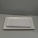 Famiware Serving Platter, Rectangular 15.67/14.1/12.6inch Serving Dishes for Entertaining, Microwave Dishwasher Safe, Stoneware Serving Trays for Party, Turkey, Cheese, Ocean Series, Vanilla White