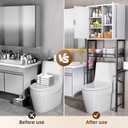 Kalrin Over The Toilet Storage Cabinet with Fluted Wave Doors and Adjustable Shelf, Wood Over Toilet Storage Rack with Drain Basket, Freestanding Bathroom Organizer for Balcony Laundry, White & Black