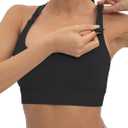 V VOCNI Nursing Bras for Breastfeeding Maternity Sports Bras Tank Top Sexy Workout Yoga Pregnancy Bra (Large, Black)