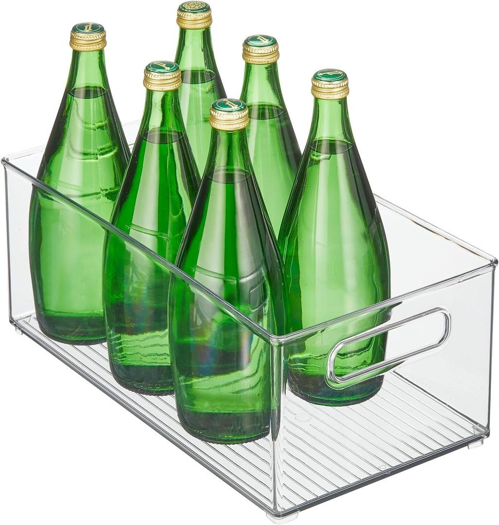 mDesign Deep Plastic Kitchen Storage Organizer Container Bin for Pantry, Cabinet, Cupboard, Shelves, Fridge, or Freezer - Holds Dry Goods, Sauces, Condiments, Drinks, Clear