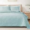 Exclusivo Mezcla Queen Quilt Bedding Set, Lightweight Soft Bedspreads Coverlets with 2 Pillow Shams, Modern Aqua Blue Quilts Queen Full Size for All Seasons