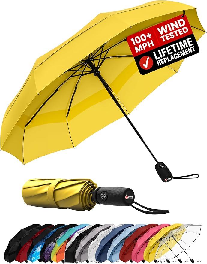 Repel Umbrella Windproof Travel Umbrellas for Rain - Easy Auto Open Close, Durable & Compact Umbrella, Strong Fiberglass Frame, Waterproof Canopy - Backpack, Purse, Portable Umbrella for Travel