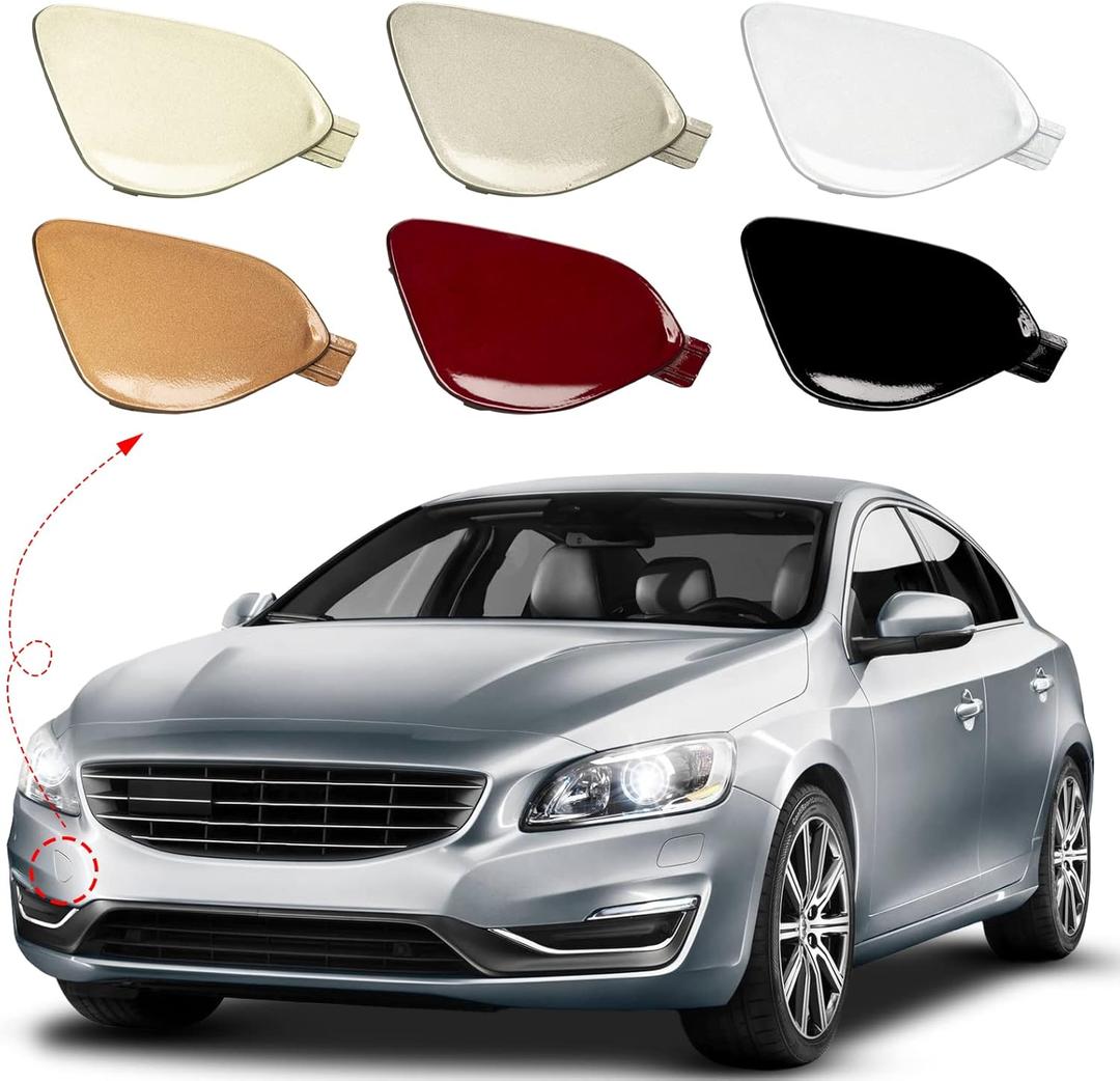Front Bumper Tow Hook Cover Towing Eye Cap Fit for Volvo S60 S60L V60 2014 2015 2016 2017 2018 39820294 31323839 (Black, Right Passenger Side) Xinpinsai