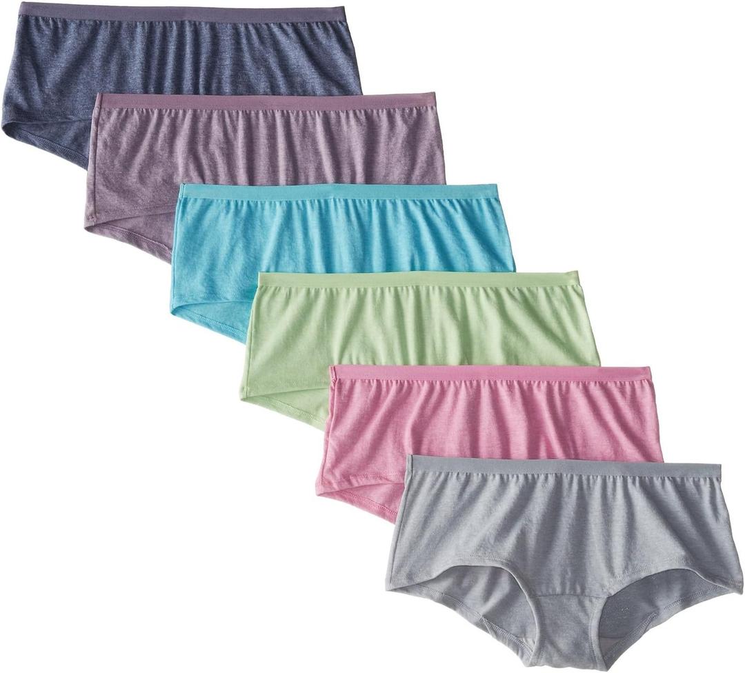 Fruit of the Loom Women's Beyondsoft Panties, Boyshort-Cotton Blend-6 Pack, 5 (S)