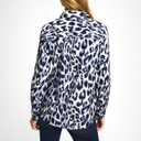 Womens Animal Print Button Down Collared Shirt Long Sleeve Top Casual Blouse (M)