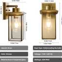 Brass Outdoor Wall Light Fixtures, Exterior Waterproof Lanterns, Porch Wall-Mounted Lights with E26 Socket and Glass Shade Modern Rustproof Wall Sconces for Yard, Front Door & Entryway.2-Pack