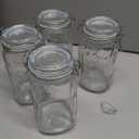 Tebery 4 Pack Clear Wide Mouth Glass Mason Jars with Airtight Clamp Lids, 32Oz Glass Storage Containers Large Kitchen Canisters for Food, Flour, Pasta, Coffee, Candy, Dog Treats, Snacks & More