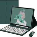 Galaxy Tab S8 Plus/S7 FE/S7 Plus 12.4” Case with Keyboard and Mouse Combo,Retro Round Keys Detachable Keyboard Case with S Pen Holder for Tab S7FE 2021/S7+ 2020/S8+ 2022 (Teal)