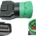 Type 2 Green 9pin J1939 to OBD2 16pin J1962 Female Adapter
