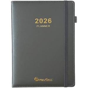 Daily Planner 2026 / Appointment Book, One Page Per Day, Jan - Dec 2026, Annual Daily Monthly Calendar Planner with Hourly Schedule and Monthly Tabs, 5.7" x 8.3" Agenda (Dark Gray)