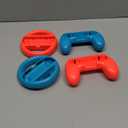 2 PCS Grips for Joy Con and 2 PCS Steering Wheel Compatible for Nintendo Switch Wheel, Family Sports Party Pack Accessories Compatible with Switch / Switch OLED JoyCon Controllers, (Blue and Red)