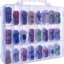Double Sided Toy Car & Doll Storage Case - 48 Compartments, Portable Transparent Case