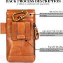Leather Phone Holster - Genuine Full-Grain Buffalo Leather Cell Phone Holsters - for iPhone 16, 15, 14, 13pro, Galaxy S24, S23, S22-7”H X 3.5" W (Coffee)