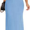 ZESICA Women's 2025 Summer Spaghetti Straps Maxi Dress Sleeveless Square Neck Lightweight Long Beach Dresses (Blue) 
 X-Large