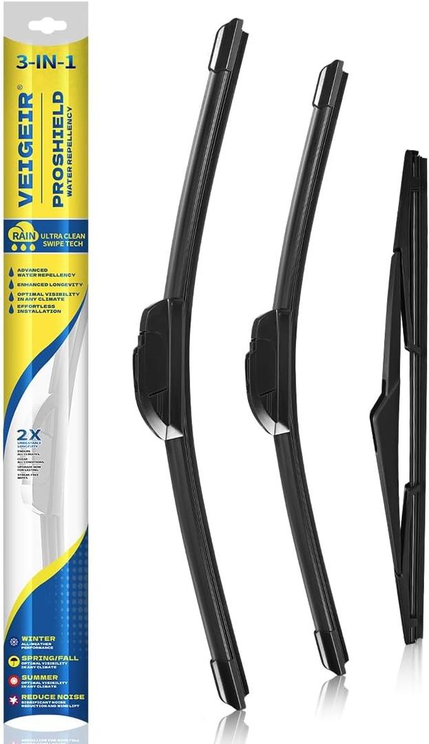 3 x 3 Pack Windshield Wiper Blades Compatible with Kia Telluride 2020 2021 2022 2023 2024 2025 Original Factory Quality Front Rear Wipers Blade Set for My Car - 26" 18" 13"