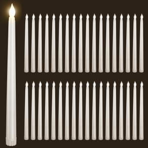 36pcs Flameless Flickering LED Taper Candles Bulk Battery Operated Candles for Christmas Halloween Birthday Wedding Party, (Ivory, 11 inch, 36pcs)