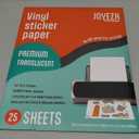 JOYEZA Premium Printable Vinyl Clear Sticker Paper for Inkjet Printer - 25 Sheets Translucent Waterproof, Dries Quickly Vivid Colors, Holds Ink Well - Inkjet & Laser Printer