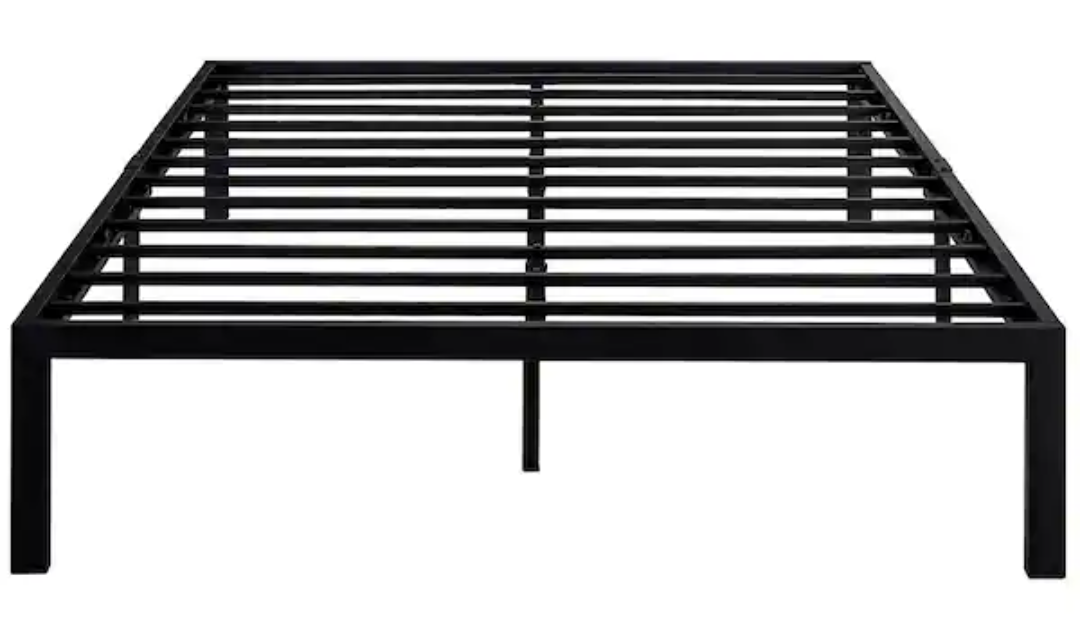 Full Bed Frames No Box Spring Needed, Heavy Duty Metal Platform with Steel Slat, Easy Assembly, 54 in. W, Black, 9 Legs