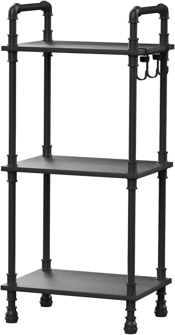 Aduanbang 4-Tier Industrial Pipe Ladder Shelf, Vintage Style Bookshelf, Freestanding Storage Rack Organizer for Living Room, Bedroom, Kitchen (Black(3-Tier))