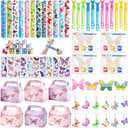 Butterfly Party Favors Birthday Decorations Fairy Themed Birthday Party Supplies for Girls Kid Straw Bubble Wand Slap Bracelet Keychain Gift Prize Goodie Bag Stuffer Classroom Reward