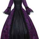 1791's lady Women's Victorian Rococo Dress Inspration Maiden Costume (3X-Large, Purple)