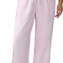 Verdusa Women's Straight Leg Pants Drawstring High Waisted Casual Loose Trousers with Pockets (Pink, XL)