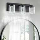 SineRise Black Vanity Light (3-Light, 17-Inch), (3000K/4000K/6000K, Dimmable), Eye Protection LED Bathroom Light Fixture, Modern Wall Light Over Mirror with Clear Glass Shade