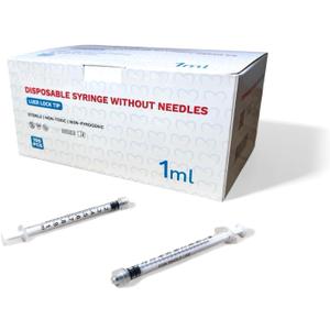 1mL Luer Lock Syringe, Sterile, Individually Wrapped, No Needle (Box of 100)
