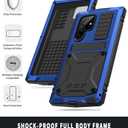 Simicoo Compatible with Samsung S23 Ultra Metal Military Case with Stand Screen Protector Camera Protection Rugged Heavy Duty Shockproof Full Body Cover Tough Dustproof for Men (Blue)