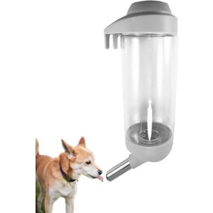 Dog Crate Water Bottle Dispenser - No Drip Cat Kennel Water Dispenser & Cage Water Feeder - Easy-to-Use Water Bottle for Dog Crate - Perfect for Keeping Your Pet Hydrated, Grey, 500ML