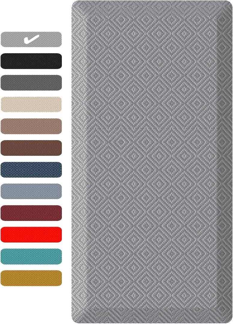 Ophanie Anti Fatigue Cushioned Mat, 3/4 inch Thick, 20x48 Kitchen Mats for Floor, Kitchen Rugs, Waterproof, Comfort Ergonomic Standing Mat for Office, Home, Standing, Black Non-Slip Ridged Bottom