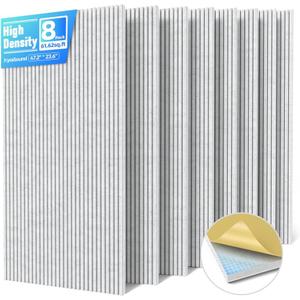 8 Pack Large Acoustic Panels Sound Absorbing with Self-Adhesive, 47.2*23.6*0.36 High Density Sound Proof Foam Panels for Walls, 3D Vertical Soundproof Wall Panels for Home Studio Office Decor-Gray, 8 Pack - 47.2*23.6in.