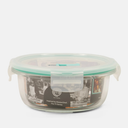 Round Glass Dish With Lid, Turquoise