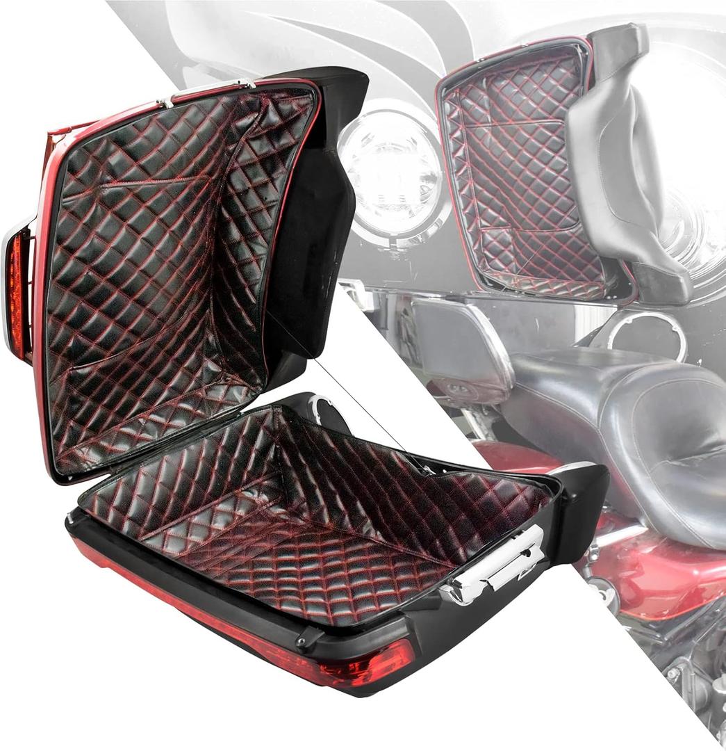 HDBUBALUS King Tour Pack Liners Touring Pak Inserts Fit for Harley Touring Electra Road King Street Glide Ultra Limited 2014-Later (Diamond Red Stitching)