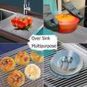Ahyuan Roll up Dish Drying Rack Over The Sink Kitchen Roll up Sink Drying Rack Portable Dish Drainer Foldable Dish Drying Rack (Warm Gray, 20.5''X19.7''), Rectangle 20.5''X19.7''
